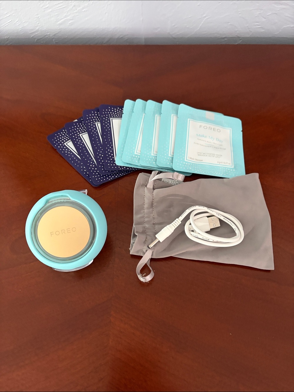 FOREO Mint Blue Facial Device with Accessories